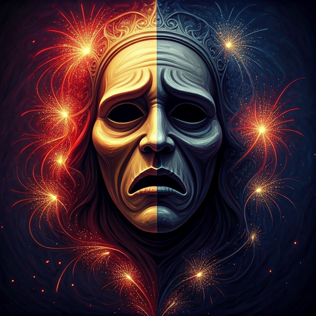 Opulent Masked Being in Crimson Light