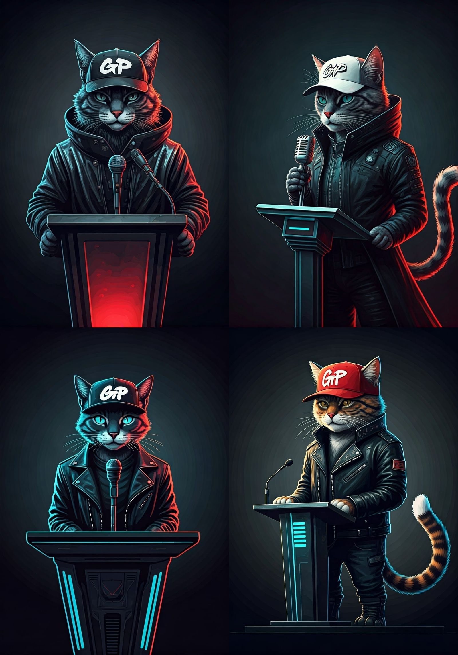 Cat Speaker in Futuristic Sci-Fi Style