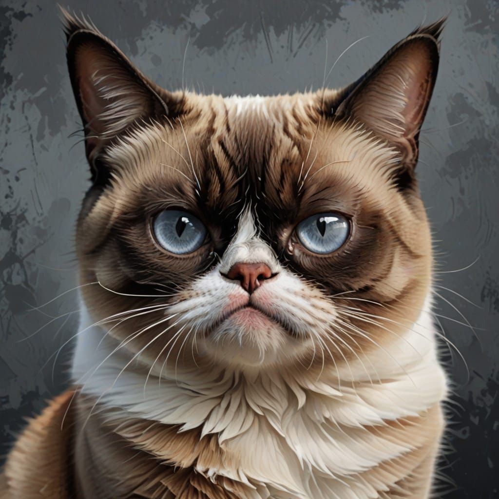 Detailed Portrait of a Grumpy Cat