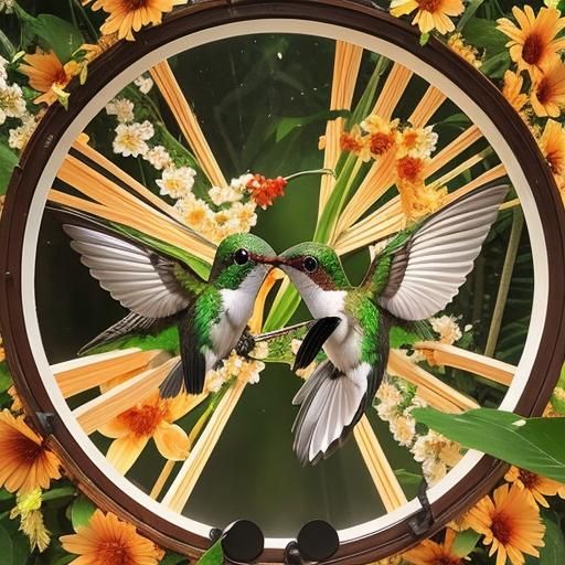 Hummingbird and Insects Sipping Nectar