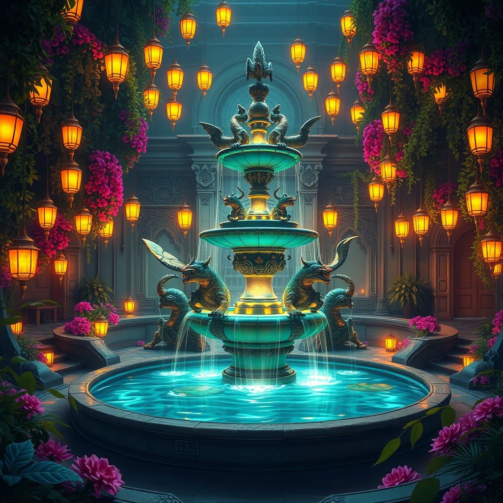 Majestic Fountain in a Hidden Courtyard