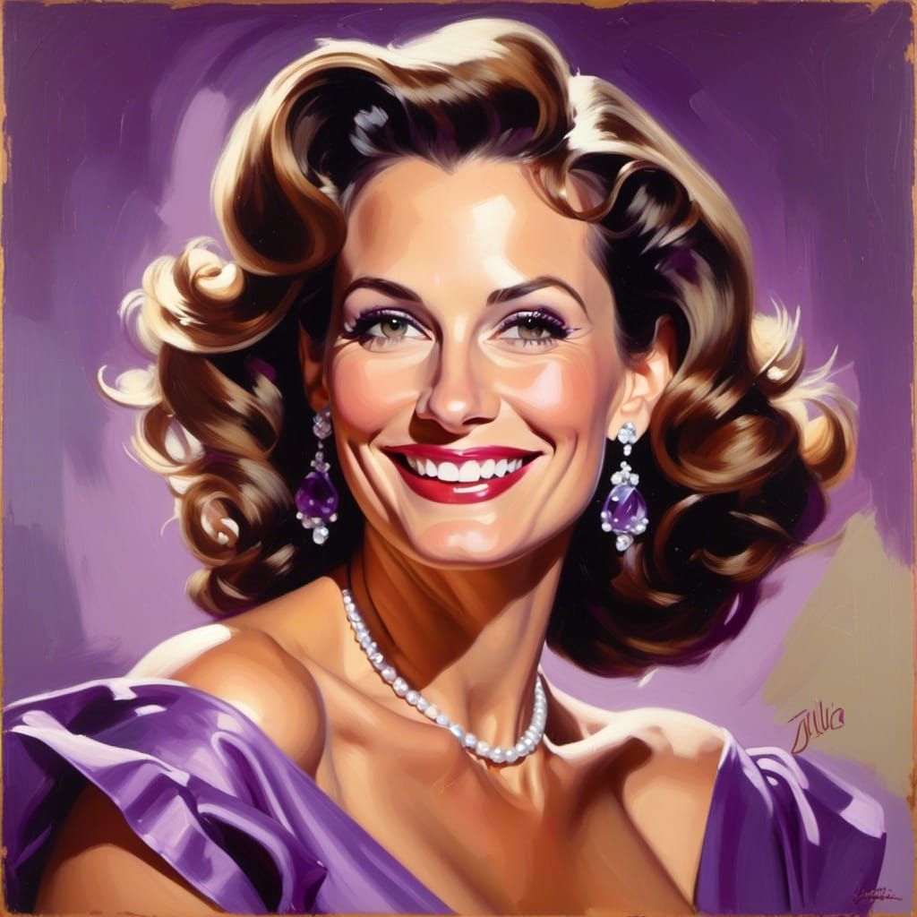 Julia Roberts Pin-Up Portrait in Impressionist Style