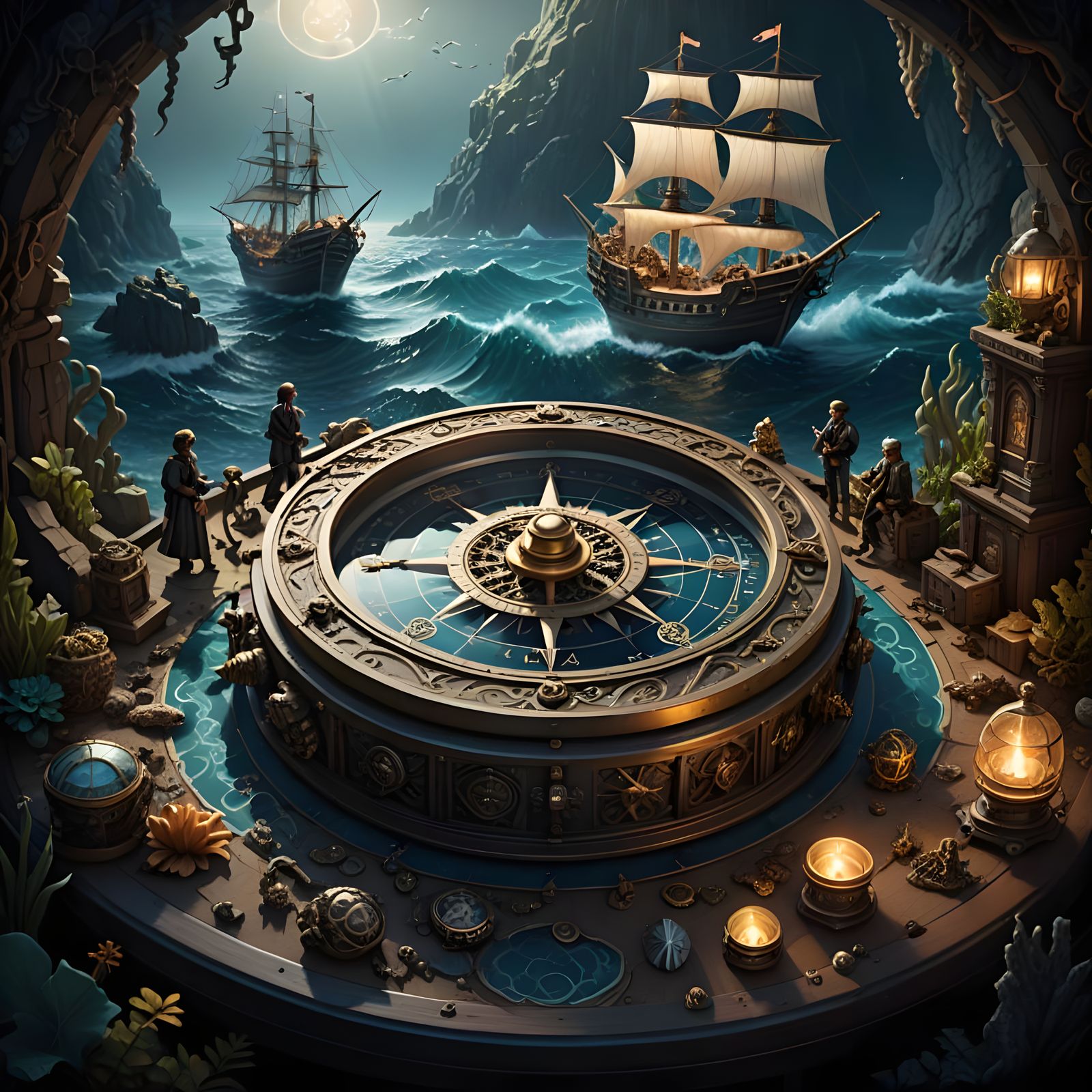 Epic Sea Diorama Compass Masterpiece