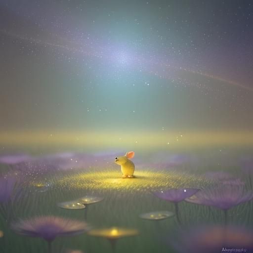 Luminescent Mouse Sculpture in Impressionist Style