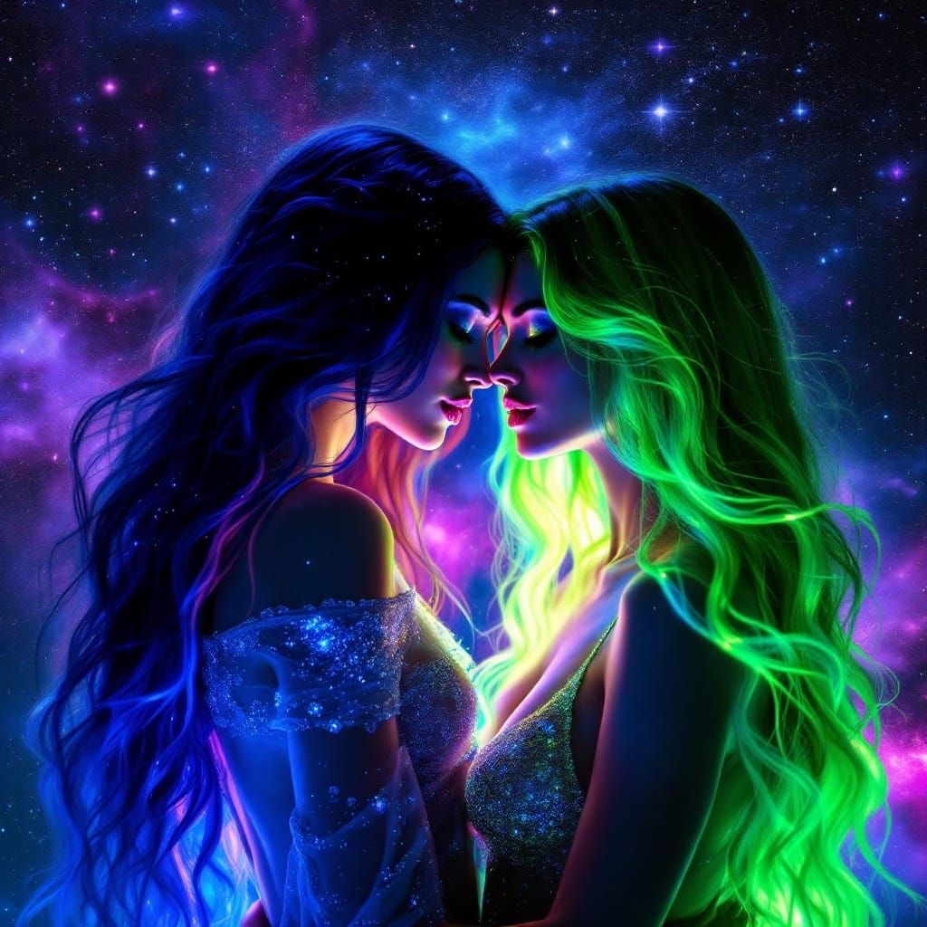 Cosmic Lesbians in Ethereal Embrace
