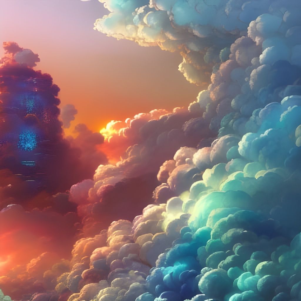 Japanese Cloudscape and Ocean Maelstrom, Anime Style