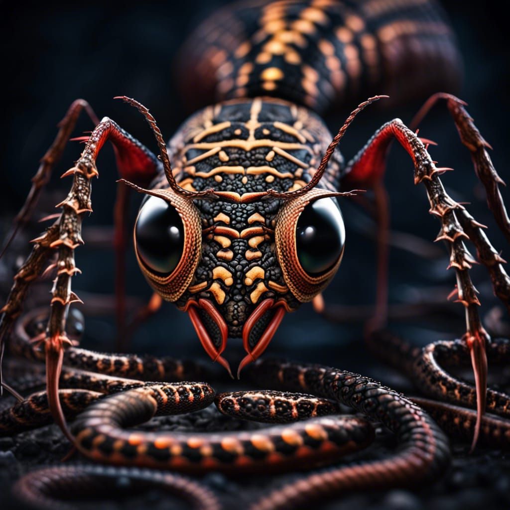 Ornate Snake-Eyed Ant in a Horror Scene