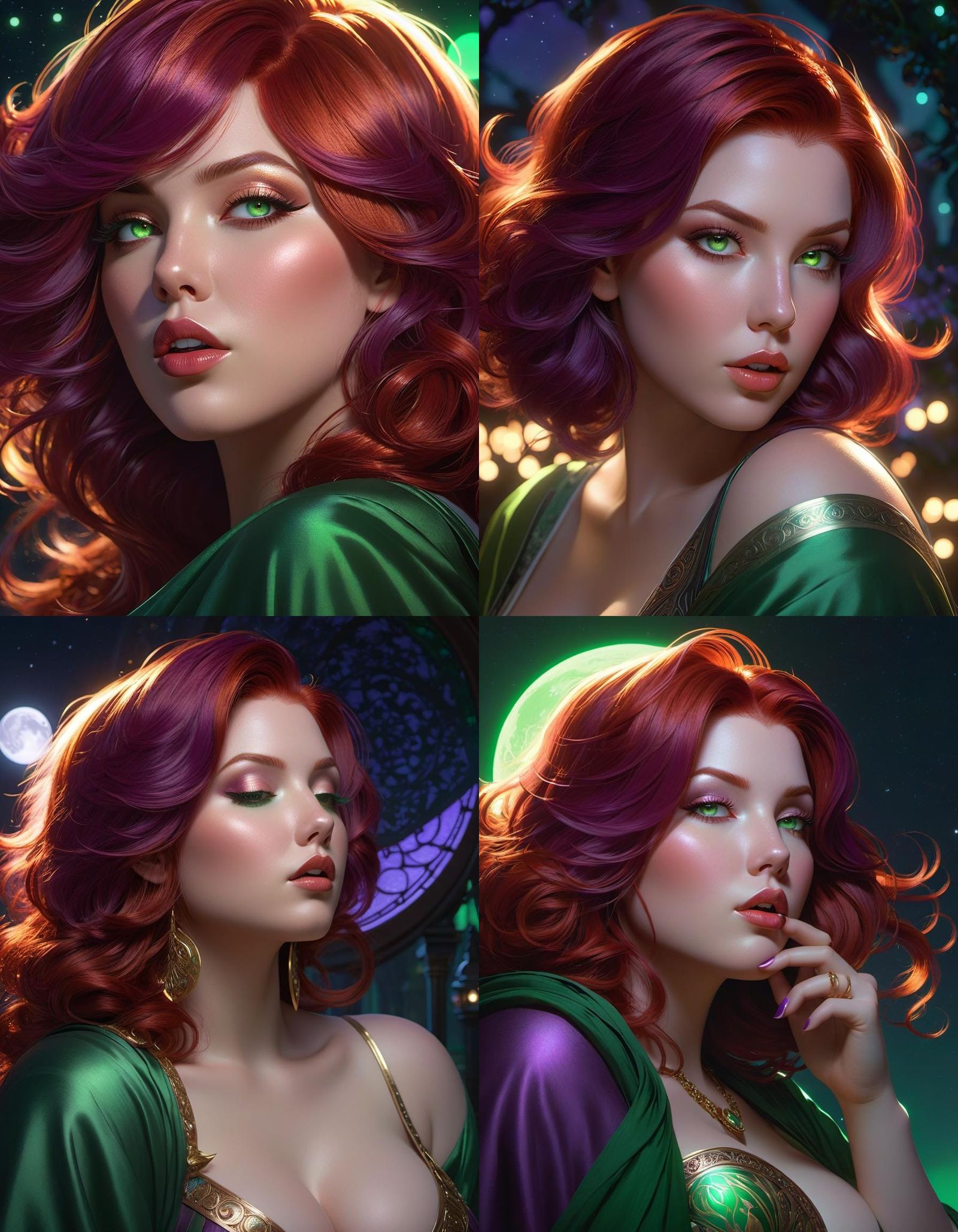 Moonlit Kiss: Two Women in Hyperdetailed Portrait