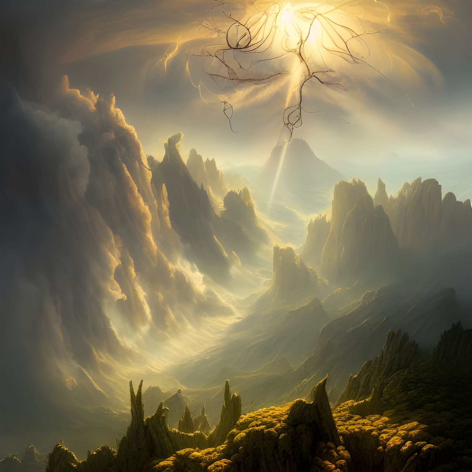 Breathtaking Mountain Vista with God Rays