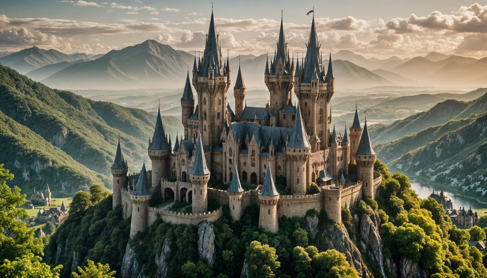 Ethereal Elven Castle Perched atop a Mountain Peak