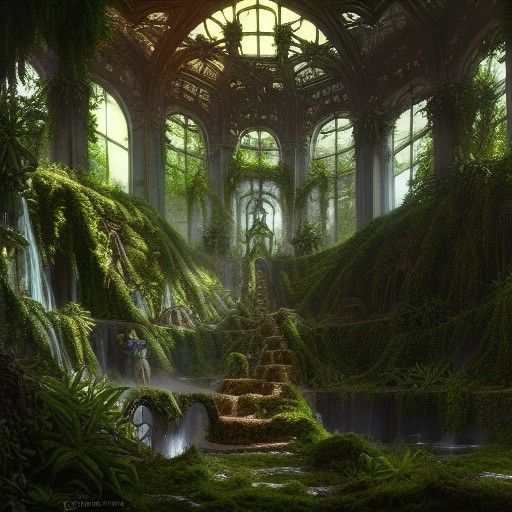 Divine Plant Sanctuary Purgatory: Hyperdetailed Concept Art