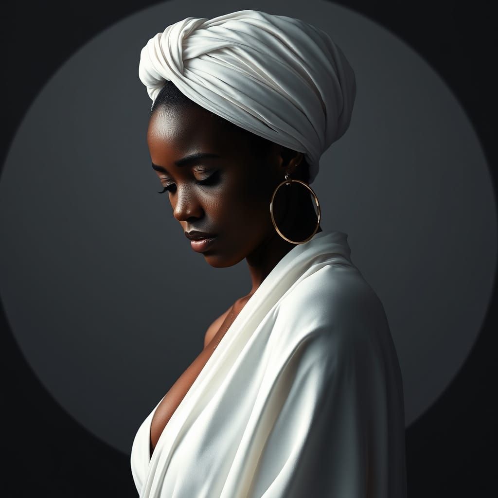 Elegant African Woman in Contemplative Mood