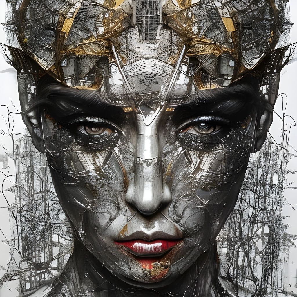 Bizarre Gold and Silver AI Art in Hyperrealism