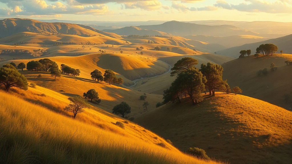 Rolling Hills Landscape Painting in 19th-Century Style