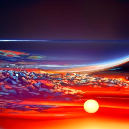 Photorealistic Sunset Over Alien Planet
