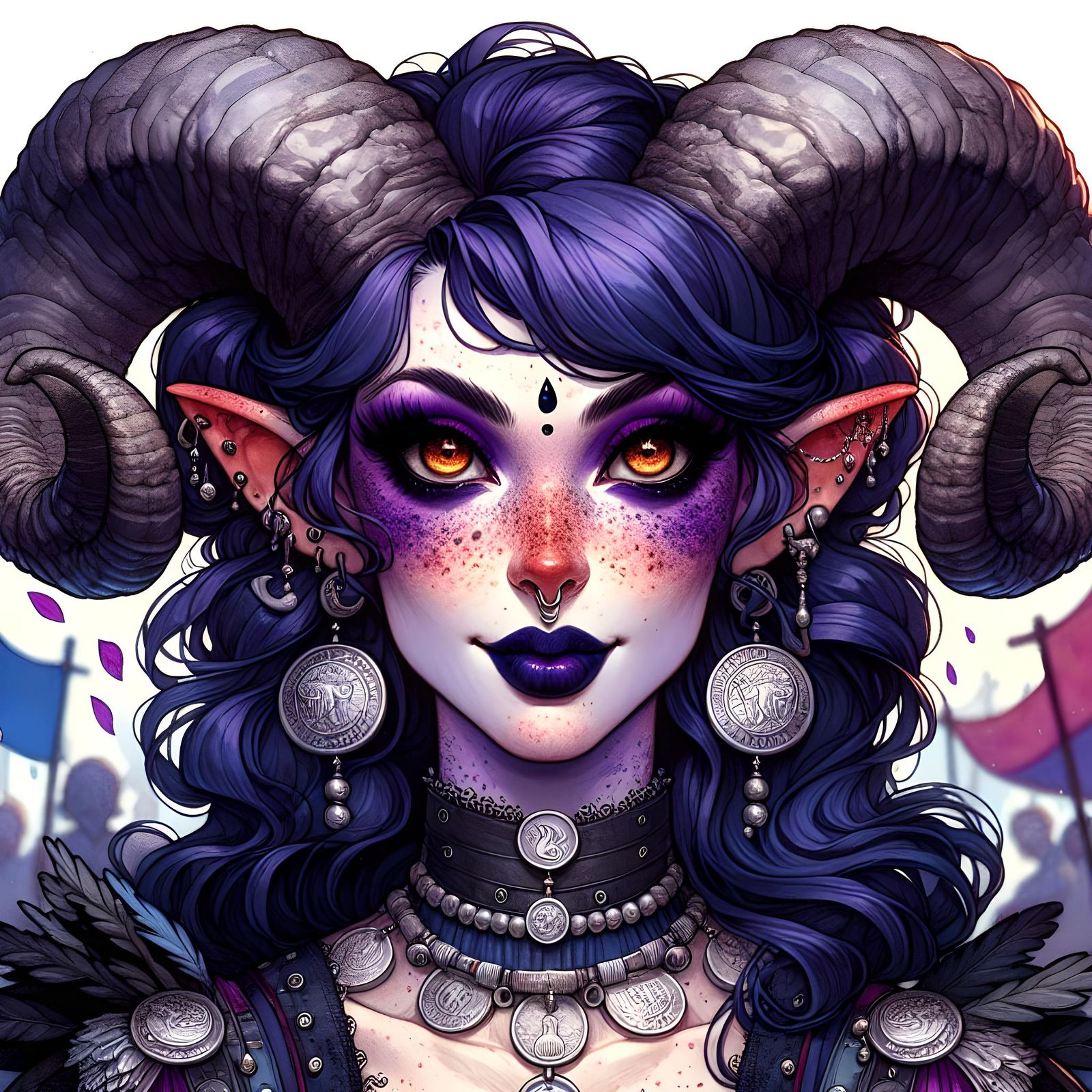 Lavender Tiefling in Japanese Manga Style