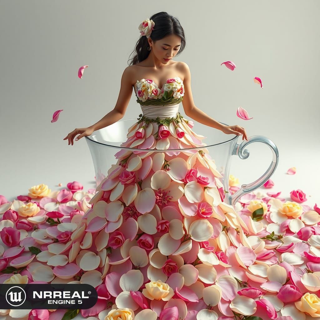 Goddess in Floral Gown in Teacup