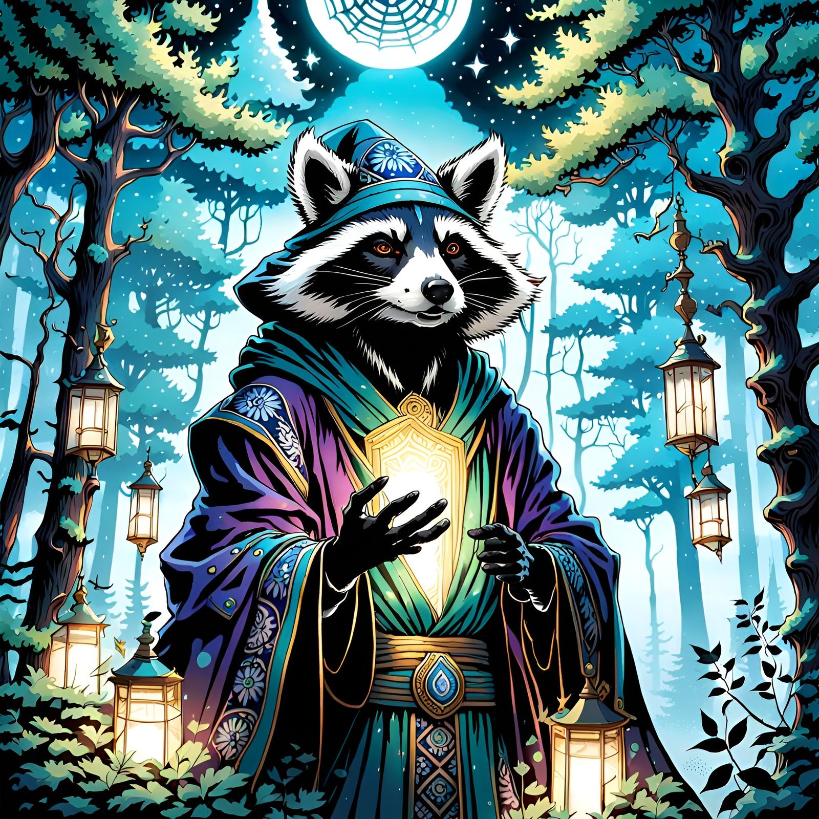 Enchanting Raccoon Wizard's Serenade