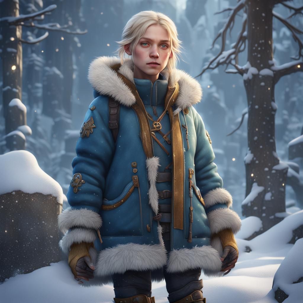 Blonde Girl in Snow Boots: Fantasy Concept Art