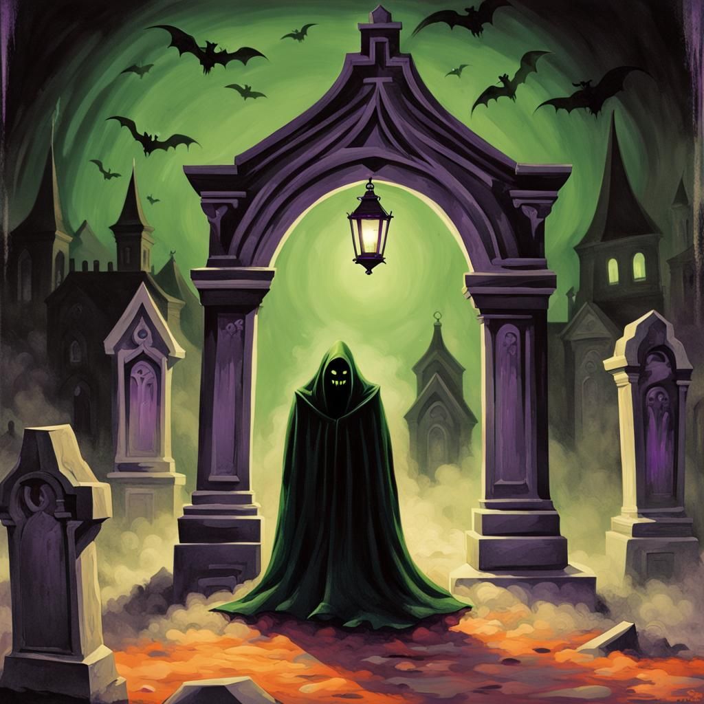 Eerie Graveyard Ghost in Dark Fantasy Style