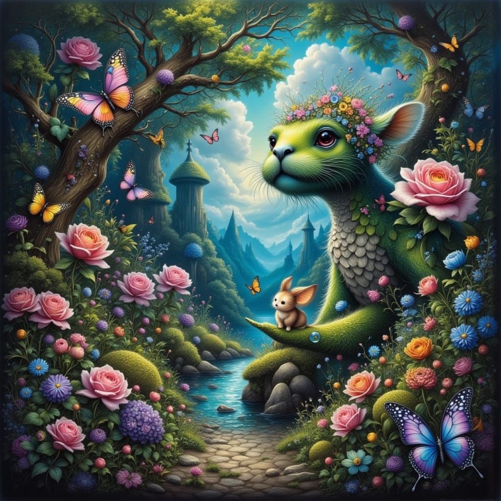 Enchanted Forest with Whimsical Creatures