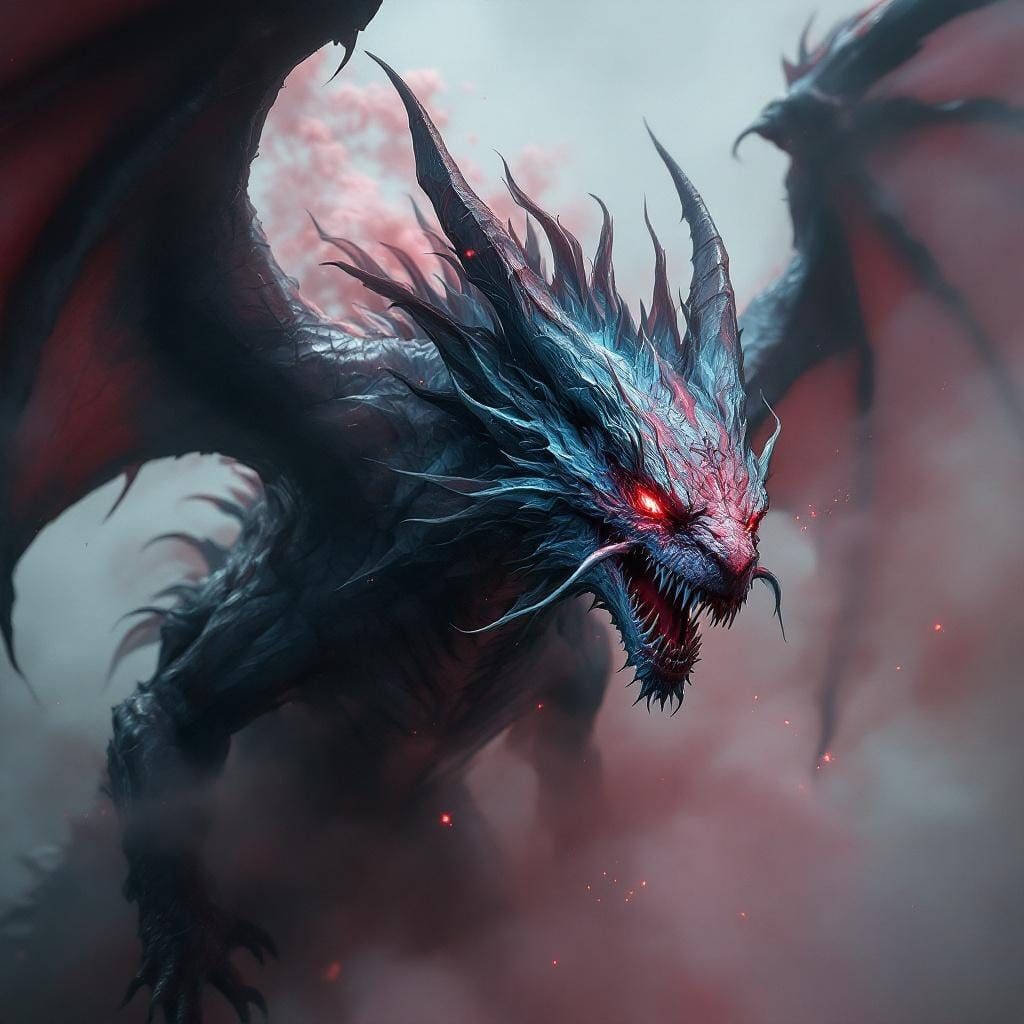 Wyvern with Turquoise Fumes in Digital Art Style