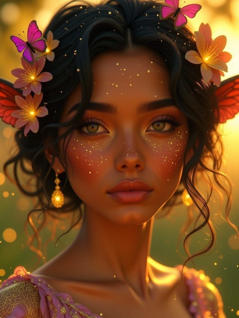 Fae Woman Portrait in Morning Glow