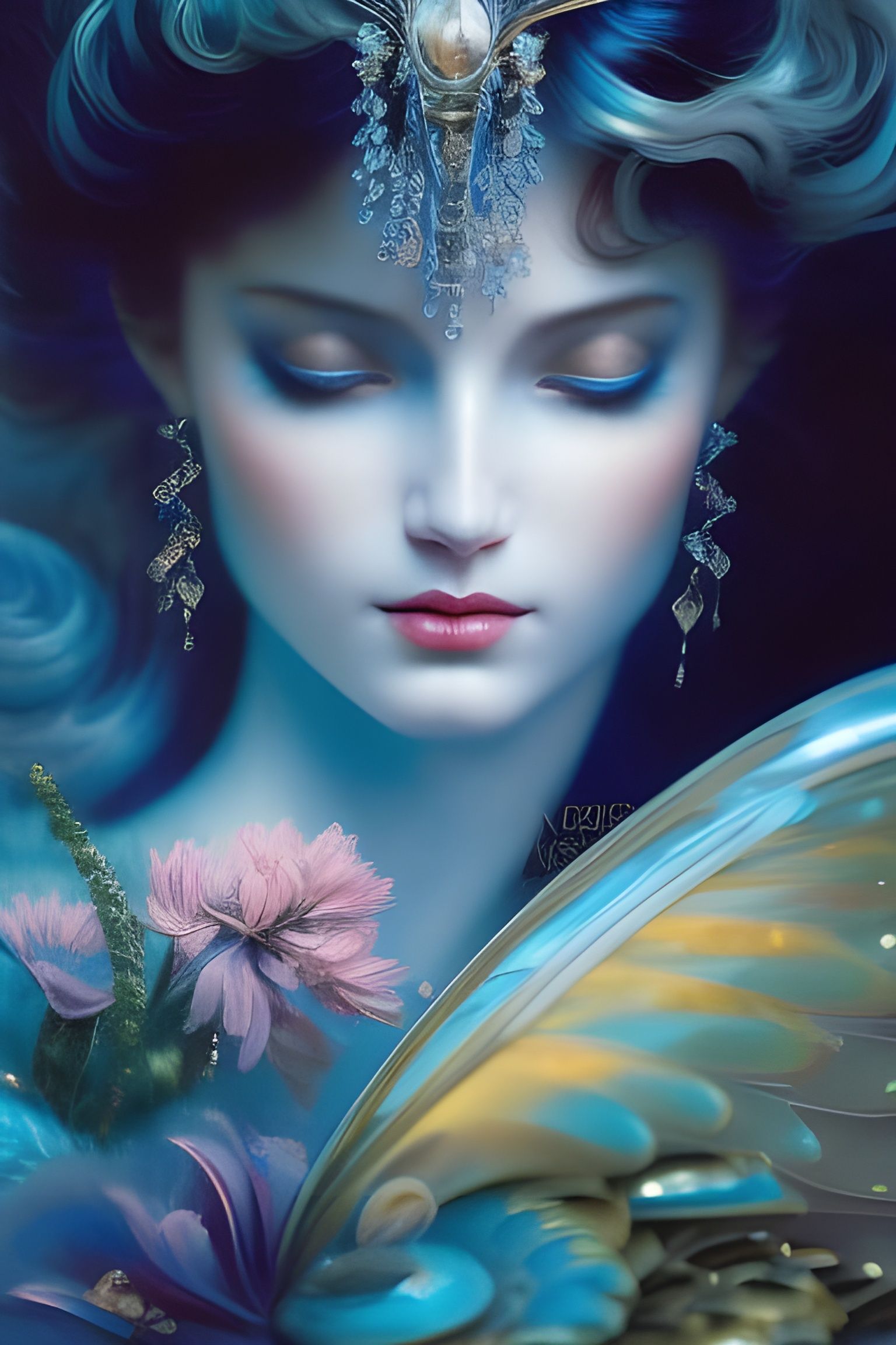 Aquamarine Fairy in Rococo Style