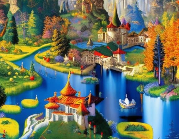 Magical Illuminated Fantasy Map in Storybook Style