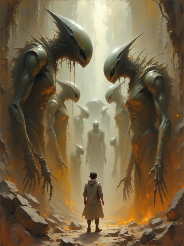 Human Recognized by Aliens in Dusty Atmosphere