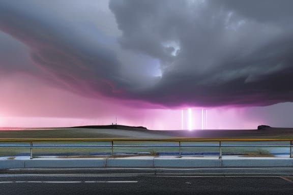 Cyberpunk Daft Punk in Neon Thunderstorm