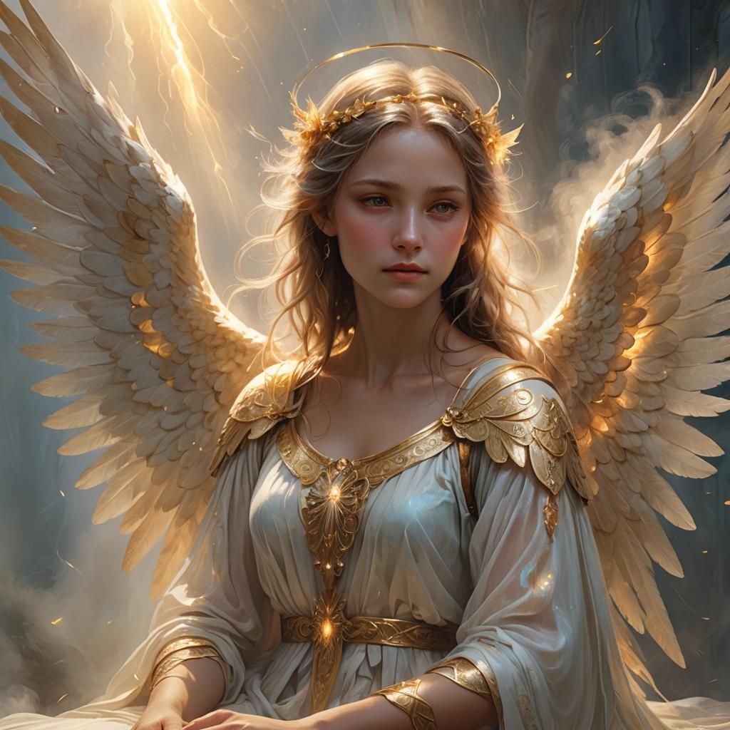 Benevolent Angel in Dreamy, Glowing Mist