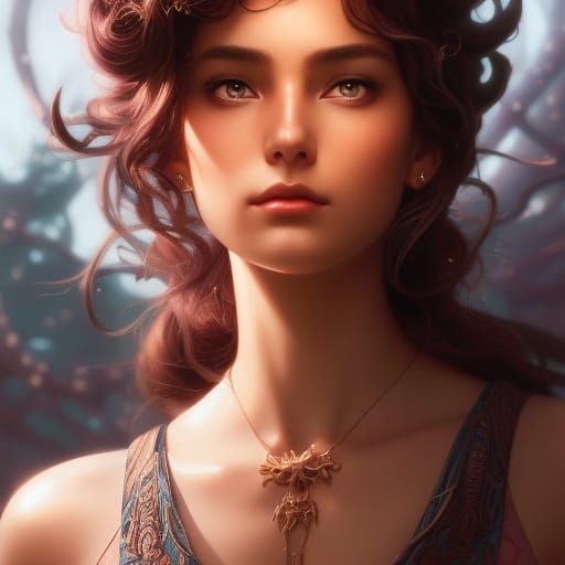 Androgynous Wizard Portrait in Anime Comic Art Style