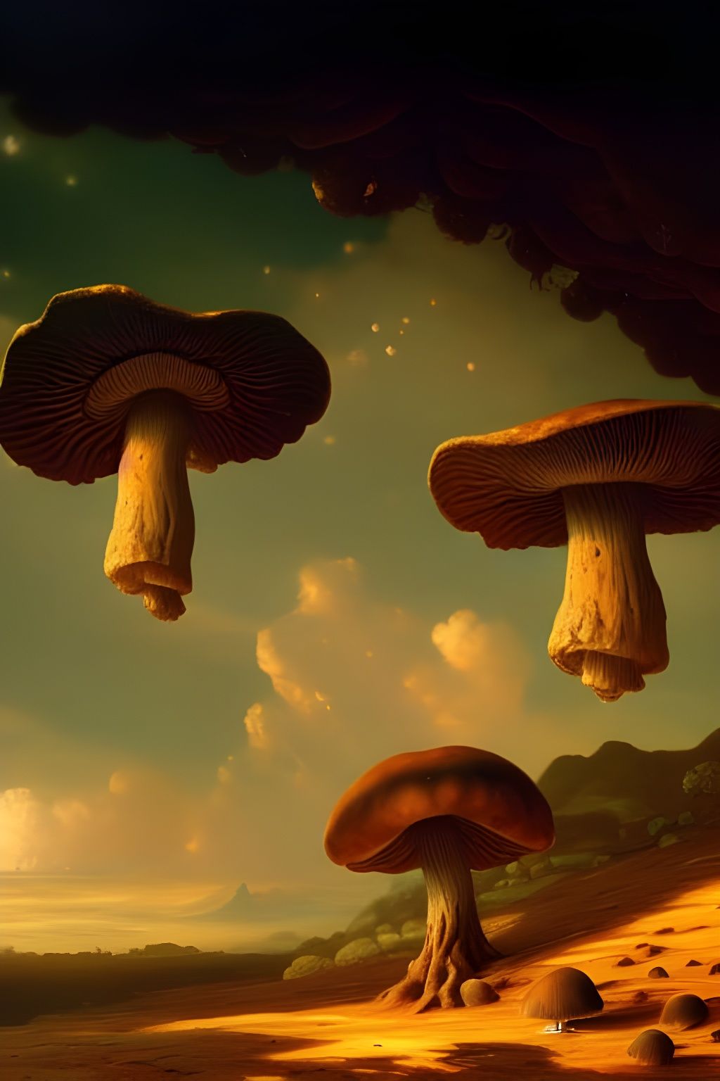 Mushroom Planet Painting in Fantastical Realism