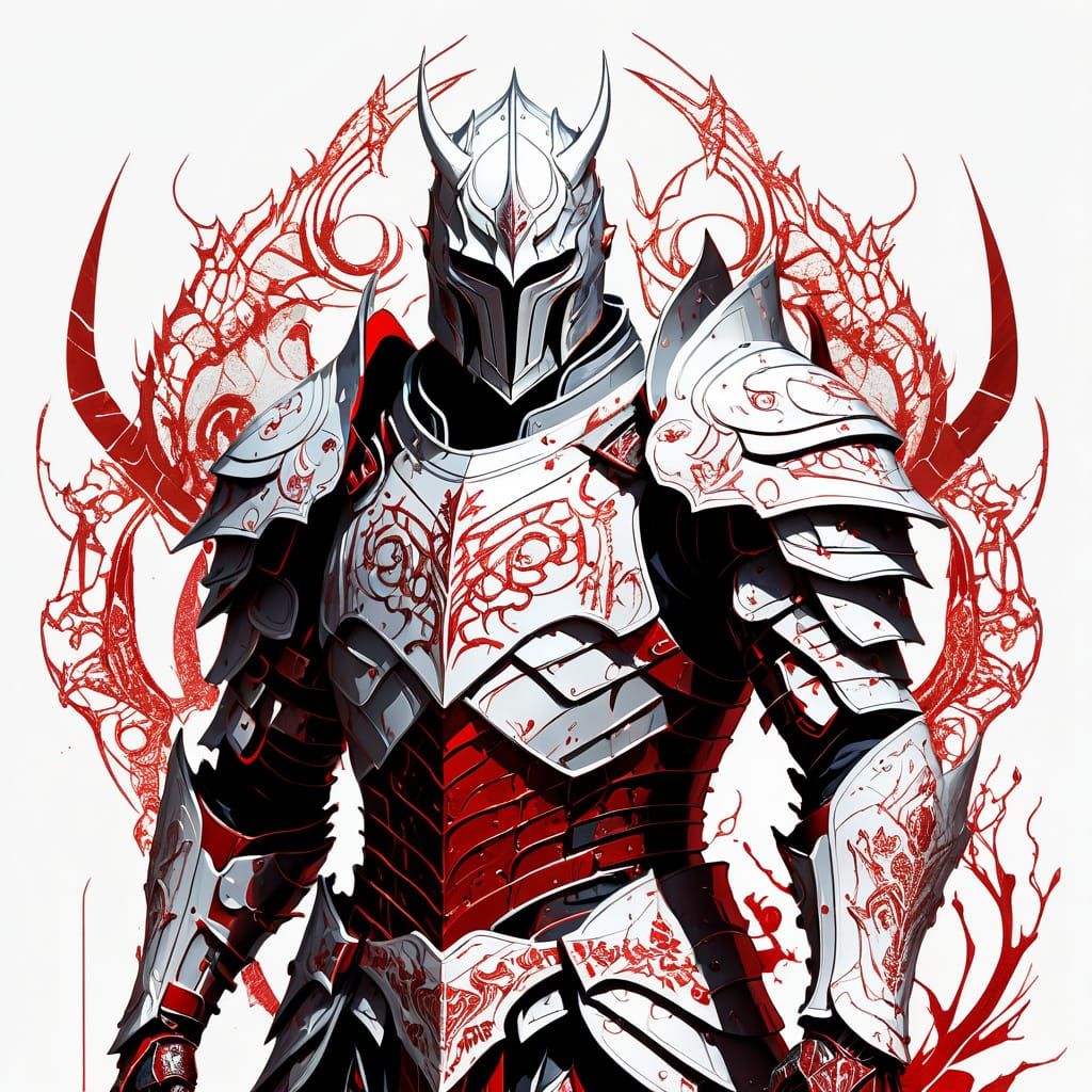 Demonic Knight of Blood Scales in Digital Painting