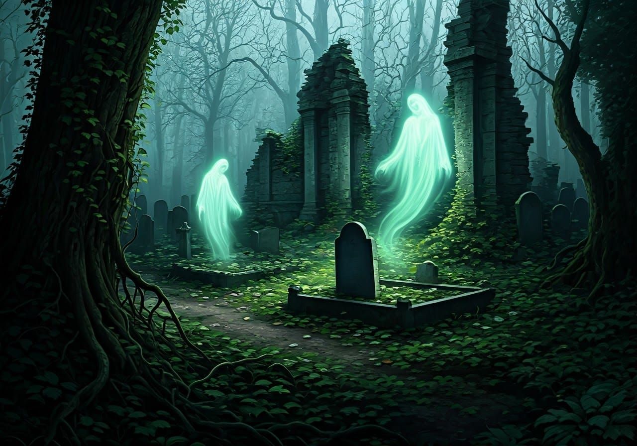 Ethereal Spirits Rise from Ancient Graveyard in Haunting Dre...