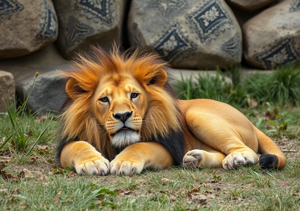 Lazy Little Lion Cub Lounging