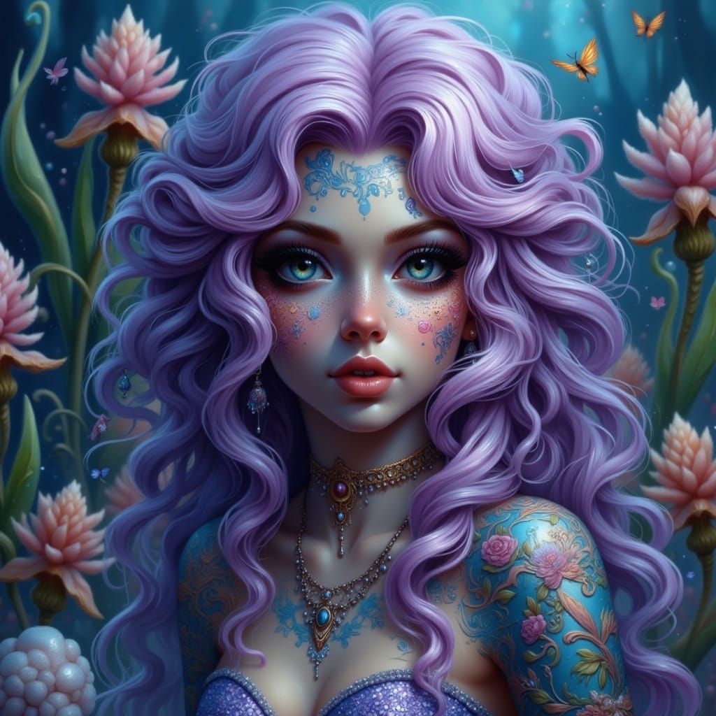 Ethereal Mermaid Queen in a Whimsical Gothic World