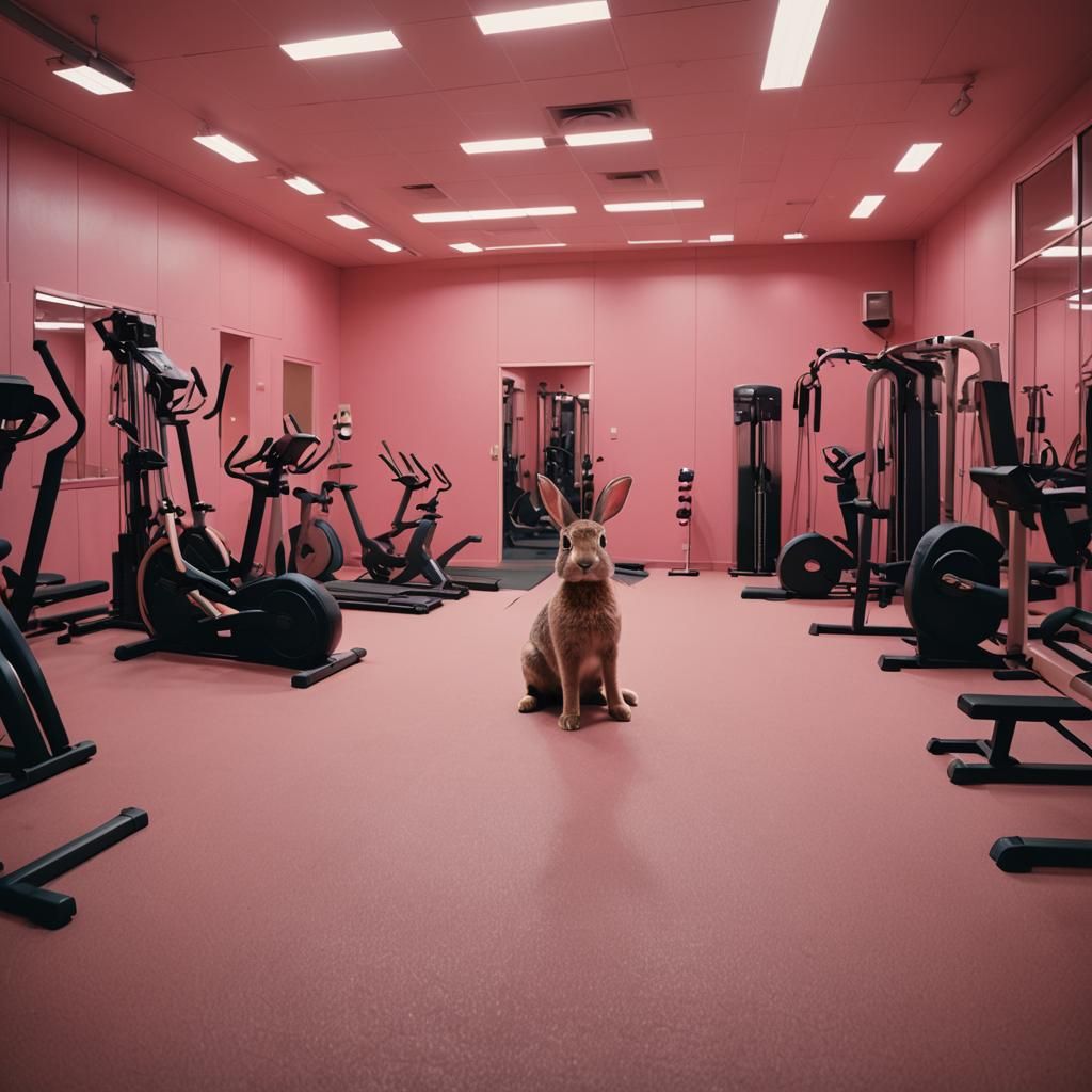 Bunny-Themed Gym in Cinematic Style
