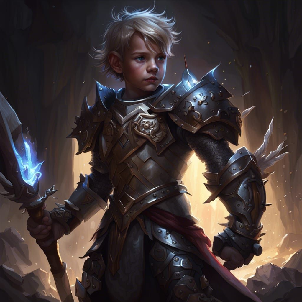 Fairy Warrior with Hammer in Dark Fantasy Style