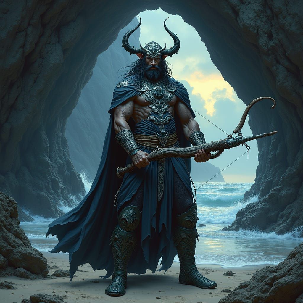 Majestic Triton King in Dark Fantasy Armor