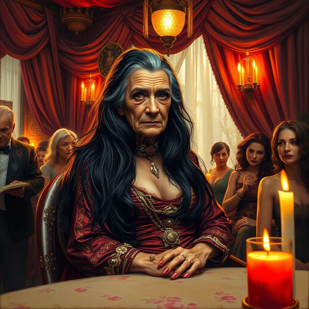 Elegant Elderly Transvestite as Marina in Opulent Baroque Br...