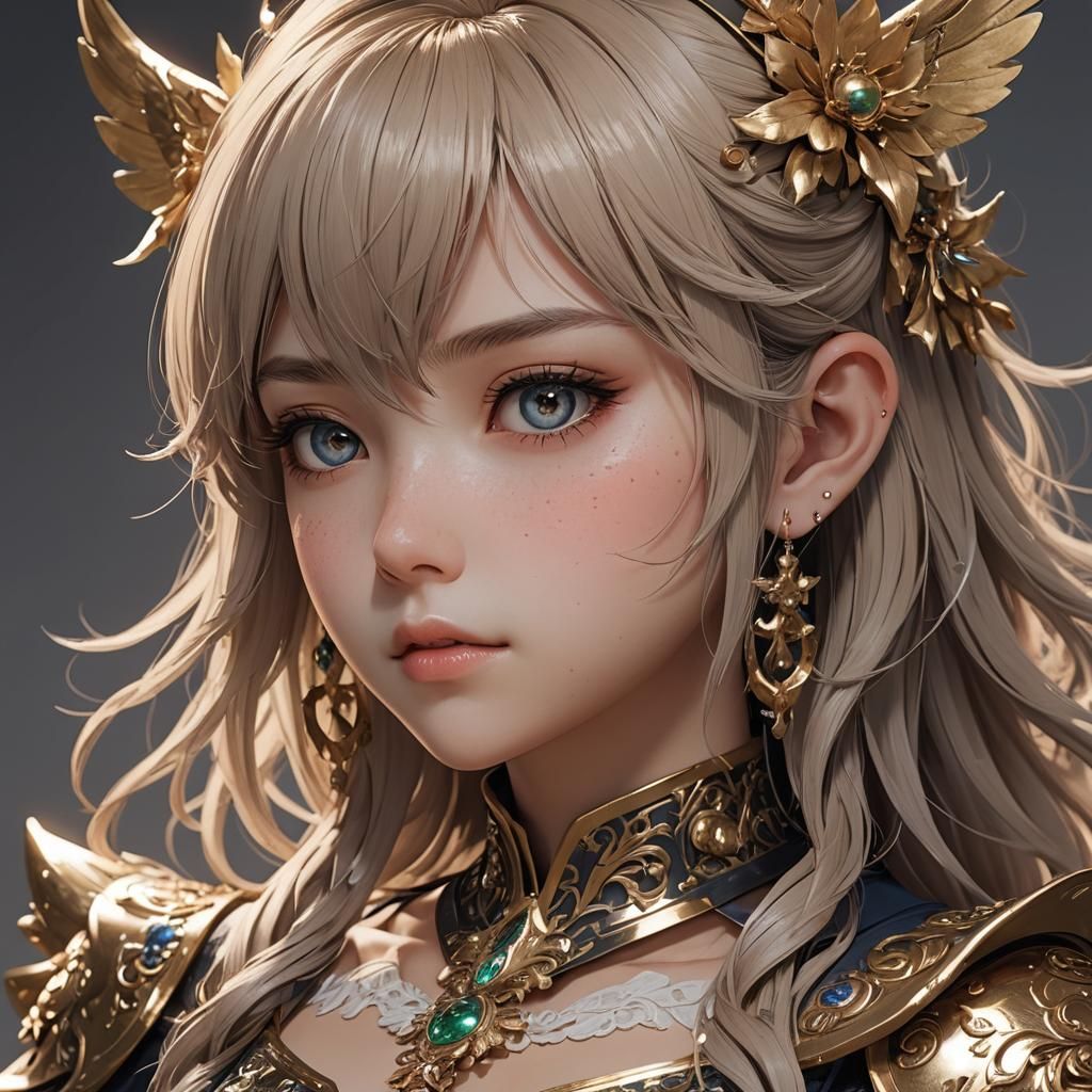 Anime Style Blonde Girl, 3D Render