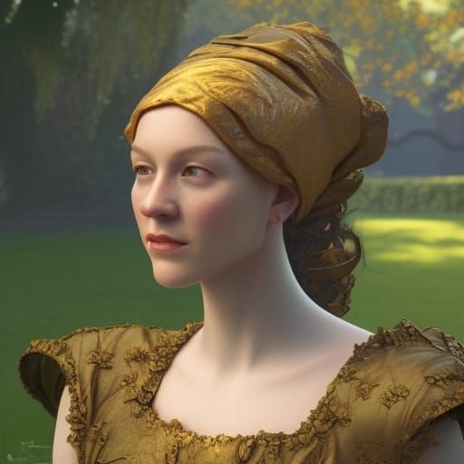 Tudor Woman Portrait in English Garden