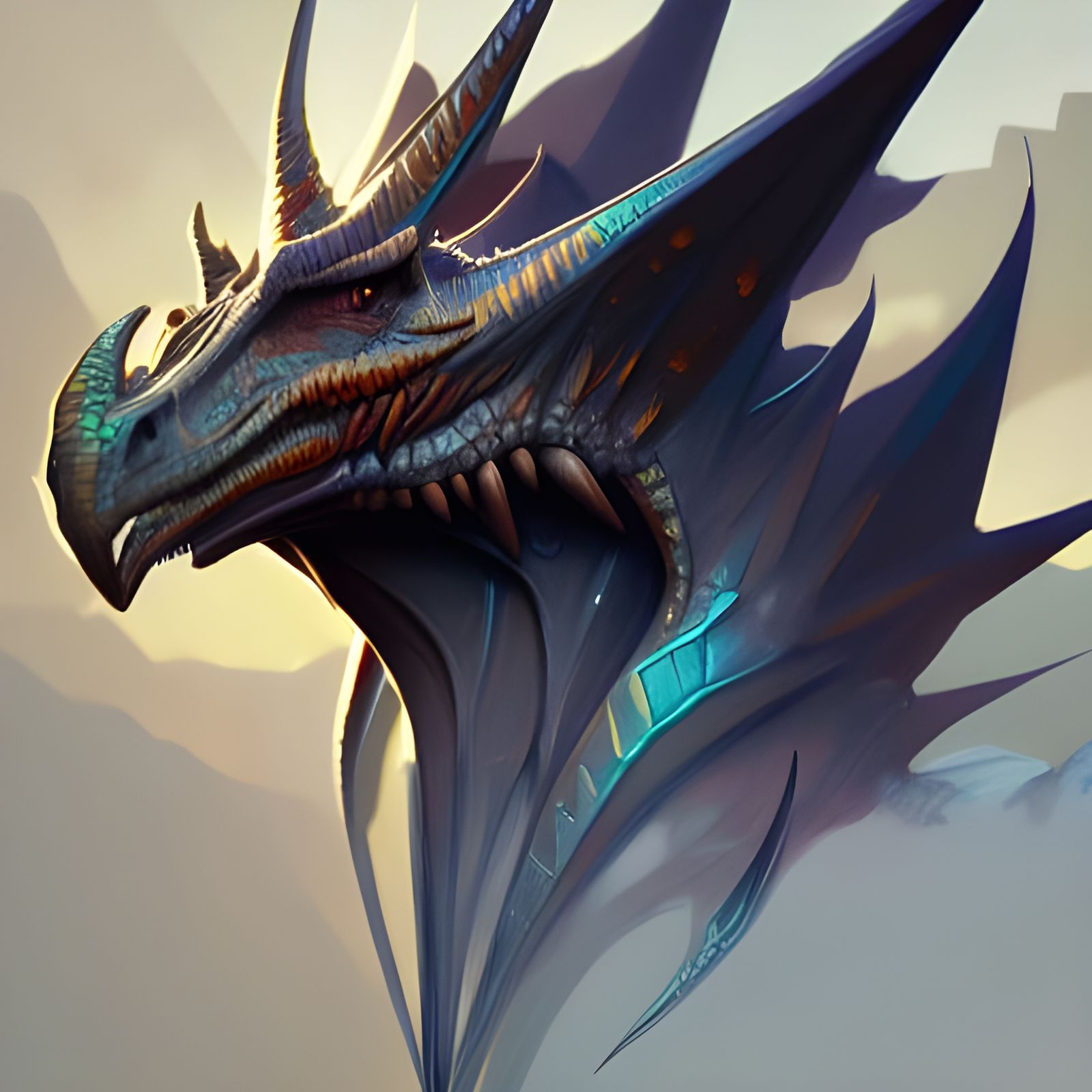 Detailed Draconequus Portrait in Art Nouveau Style