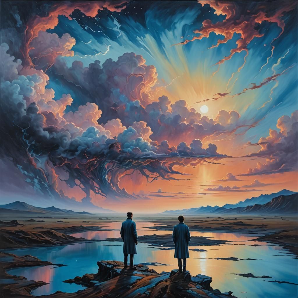 Dreamscape Figure at Dawn: Surreal Impasto Painting