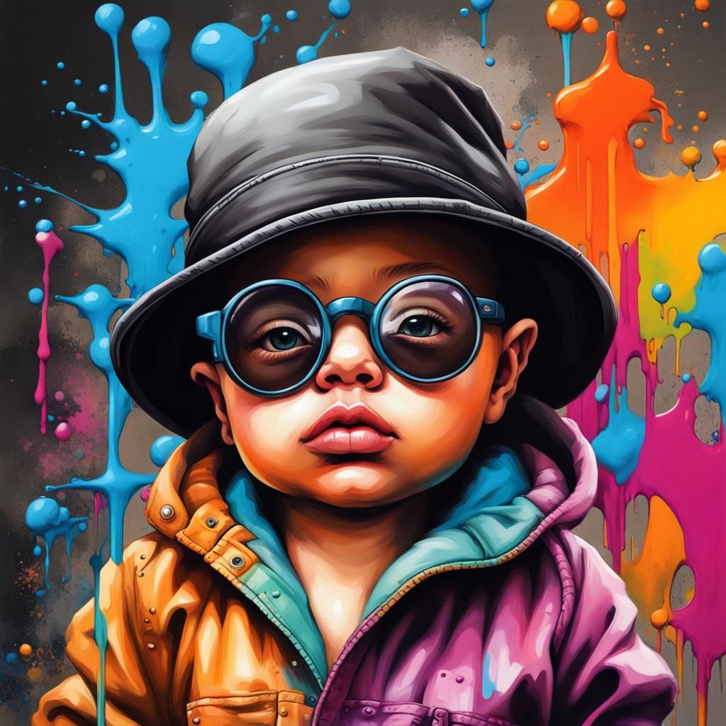 Baby with Glasses: Graffiti Art Portrait