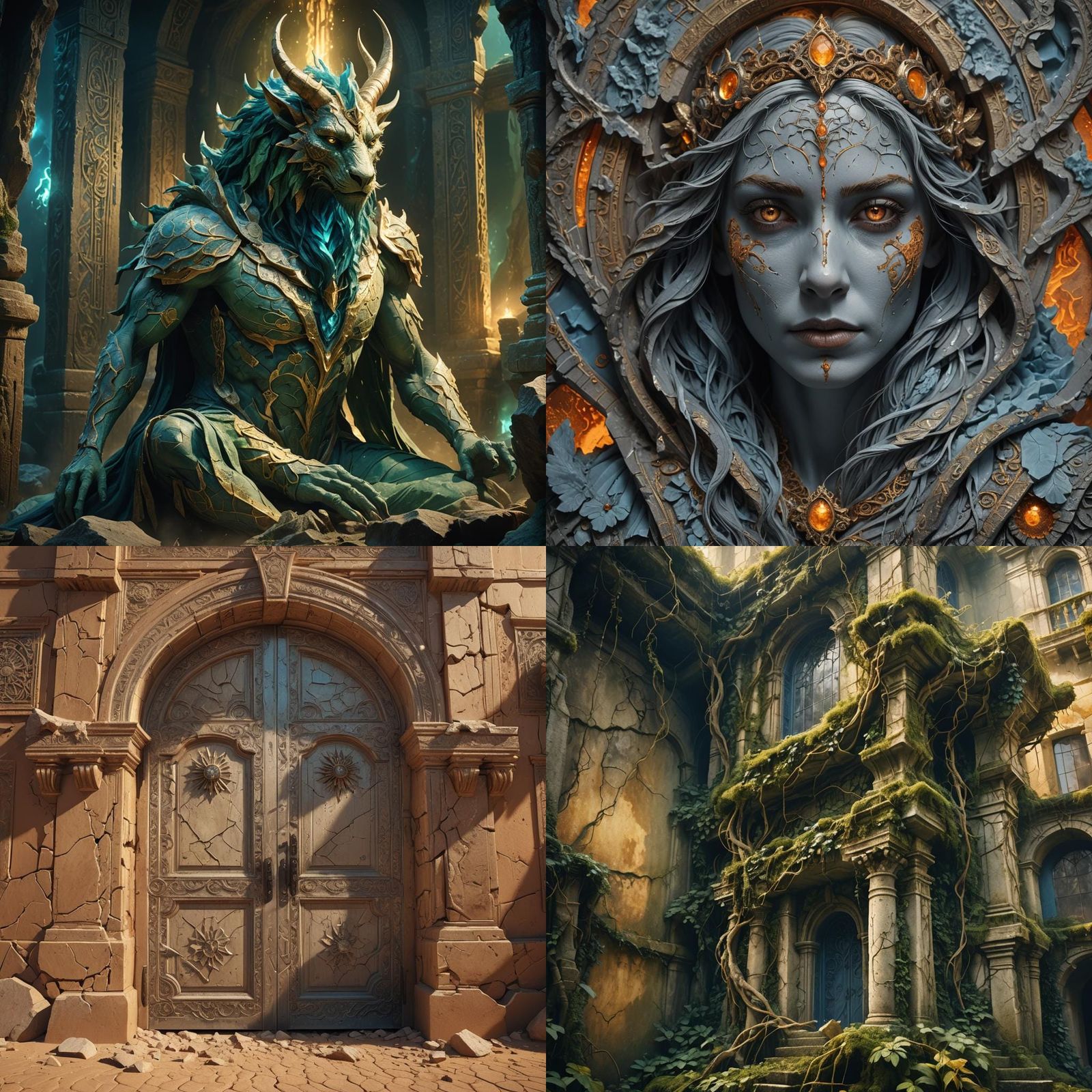 Detailed Plaster Matte Painting in Deep Color