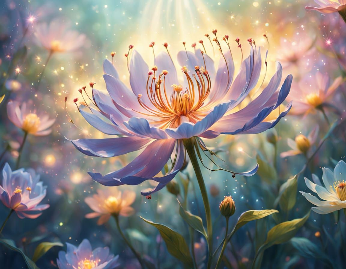 Ethereal Botanical Masterpiece Blooms in Soft Pastel Hues