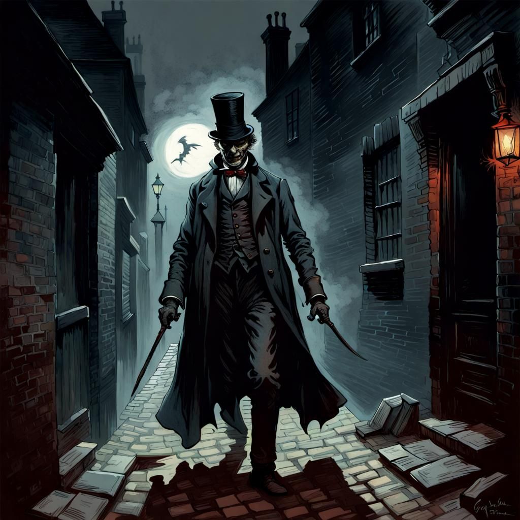 Horror Image of Jack the Ripper in Doré Style